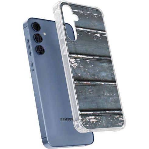 Chipped Blue Wood Galaxy A55 5G Clear Case