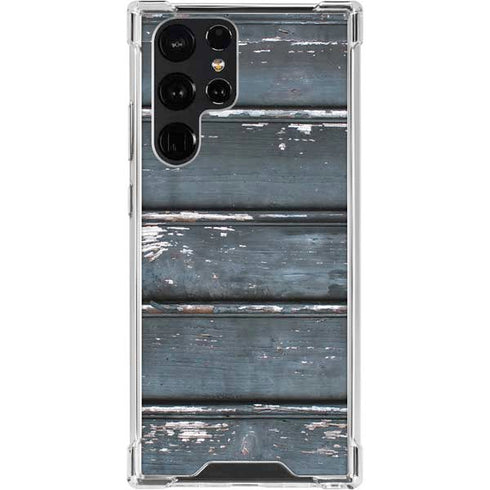 Chipped Blue Wood Galaxy S23 Ultra Clear Case