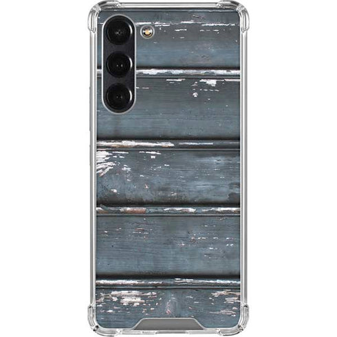 Chipped Blue Wood Galaxy S24 FE Clear Case