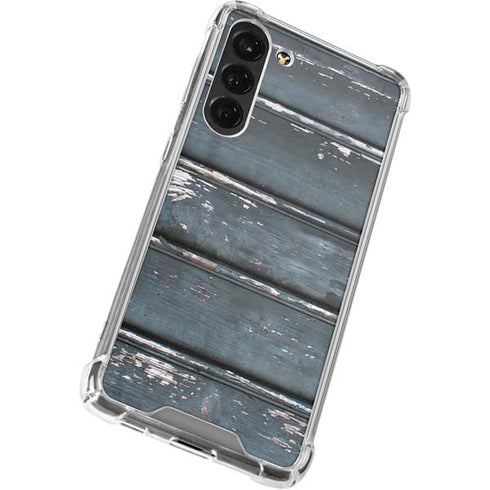 Chipped Blue Wood Galaxy S24 FE Clear Case