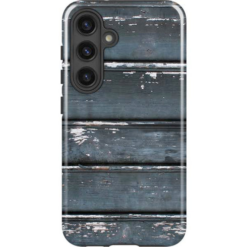Chipped Blue Wood Galaxy S25 Impact Case