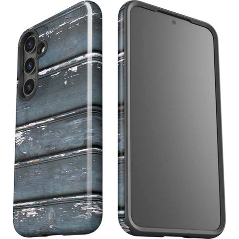 Chipped Blue Wood Galaxy S25 Impact Case