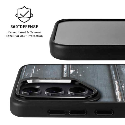 Chipped Blue Wood Galaxy S25 Plus Kickstand Case
