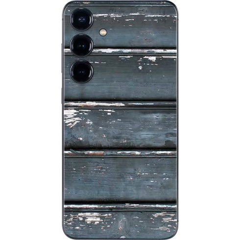 Chipped Blue Wood Galaxy S25 Plus Skin