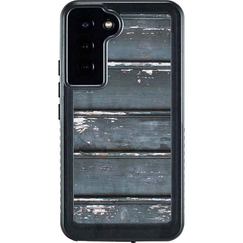 Chipped Blue Wood Galaxy S24 Plus Waterproof Case
