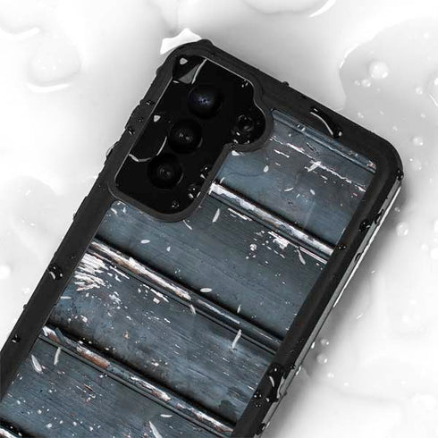 Chipped Blue Wood Galaxy S24 Plus Waterproof Case