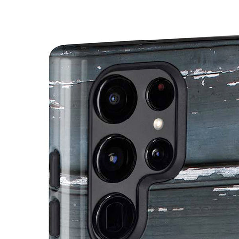 Chipped Blue Wood Galaxy S25 Ultra Impact Case