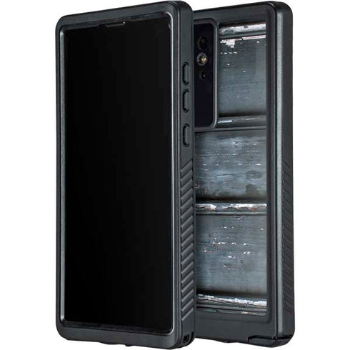 Chipped Blue Wood Galaxy S24 Ultra Waterproof Case