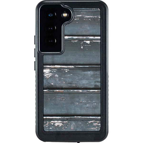 Chipped Blue Wood Galaxy S24 Waterproof Case