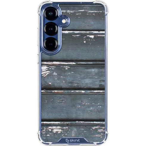 Chipped Blue Wood Galaxy S25 Clear Case