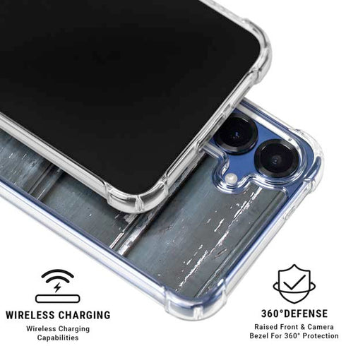 Chipped Blue Wood Galaxy S25 Clear Case