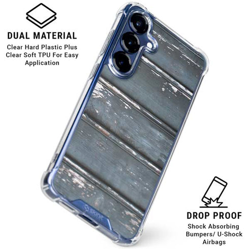 Chipped Blue Wood Galaxy S25 Clear Case