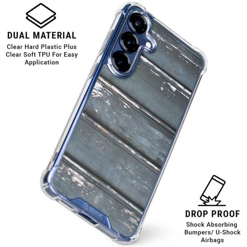 Chipped Blue Wood Galaxy S25 Plus Clear Case