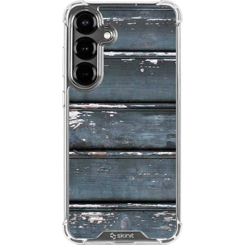 Chipped Blue Wood Galaxy S26 Clear Case