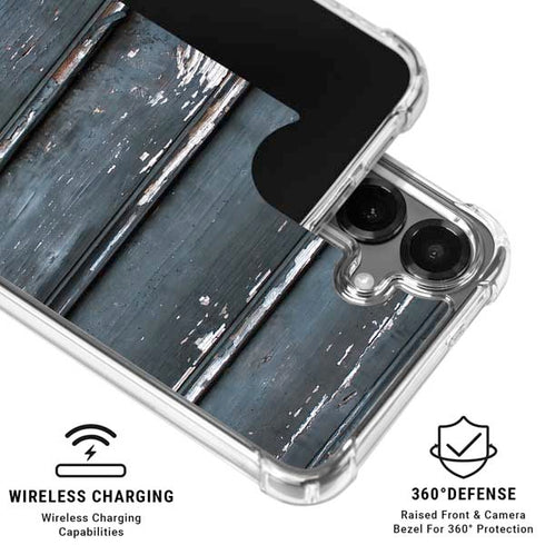 Chipped Blue Wood Galaxy S26 Clear Case