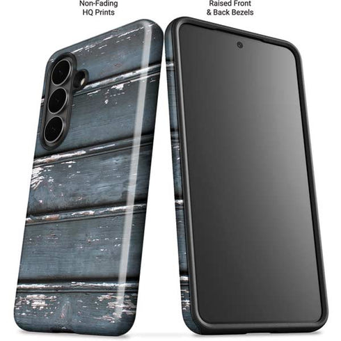 Chipped Blue Wood Galaxy S26 Impact Case