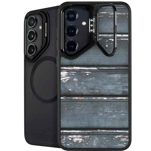 Chipped Blue Wood Galaxy S26 Kickstand Case