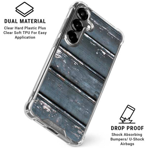 Chipped Blue Wood Galaxy S26 Plus Clear Case