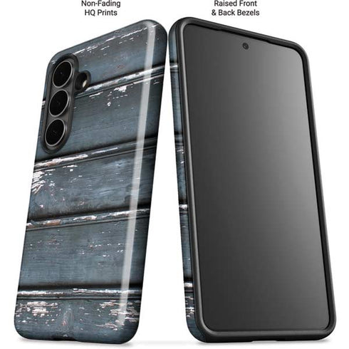 Chipped Blue Wood Galaxy S26 Plus Impact Case