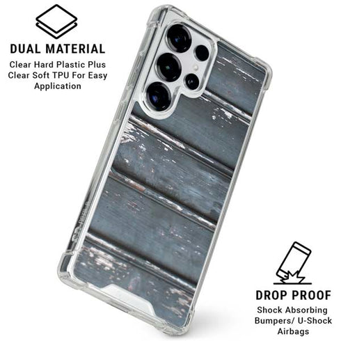 Chipped Blue Wood Galaxy S26 Ultra Clear Case