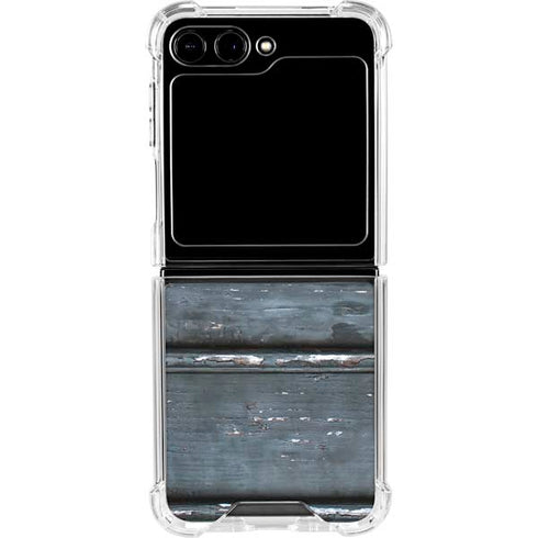 Chipped Blue Wood Galaxy Z Flip6 Clear Case