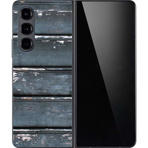 Chipped Blue Wood Galaxy Z Fold5 5G Skin