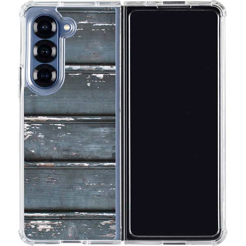 Chipped Blue Wood Galaxy Z Fold6 Clear Case