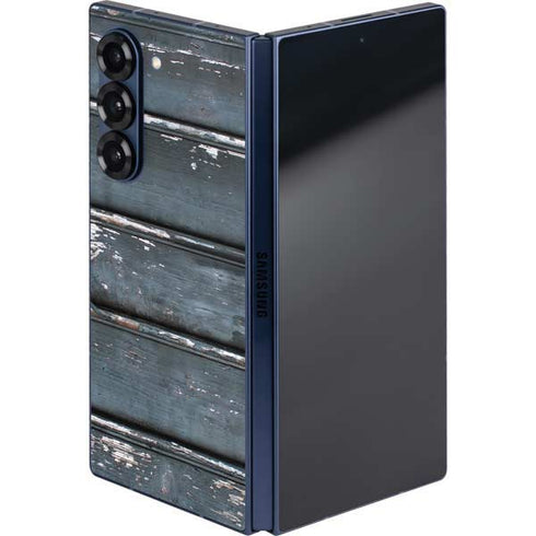 Chipped Blue Wood Galaxy Z Fold6 Skin