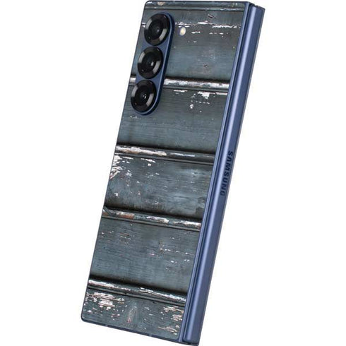 Chipped Blue Wood Galaxy Z Fold6 Skin