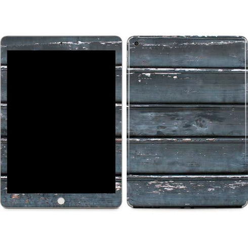Chipped Blue Wood Apple iPad Skin
