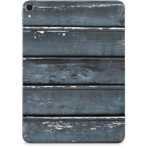 Chipped Blue Wood Apple iPad Pro Skin