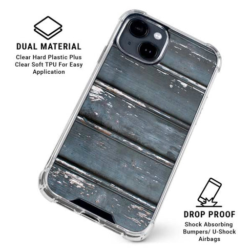Chipped Blue Wood iPhone 15 Clear Case