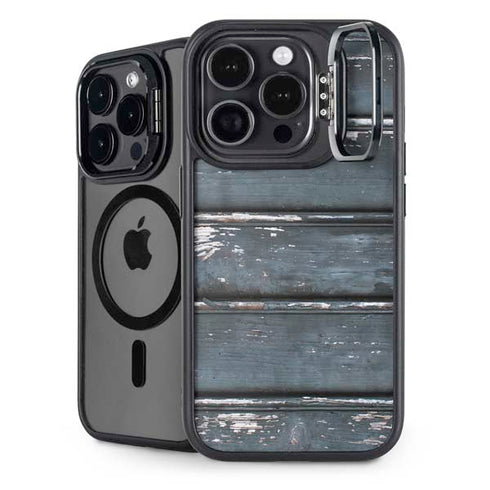 Chipped Blue Wood iPhone 15 Pro Max Kickstand Case