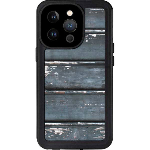 Chipped Blue Wood iPhone 15 Pro Waterproof Case
