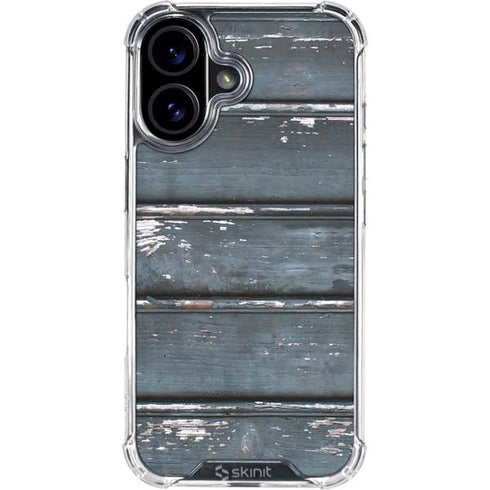 Chipped Blue Wood iPhone 16 Clear Case