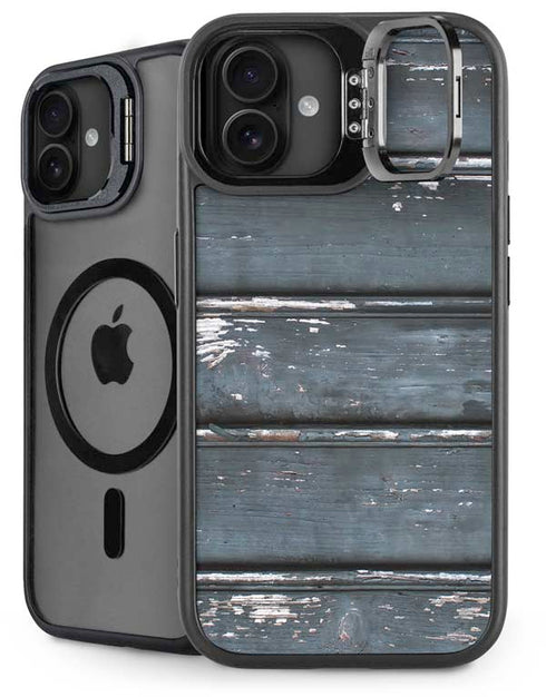 Chipped Blue Wood iPhone 16 Kickstand Case