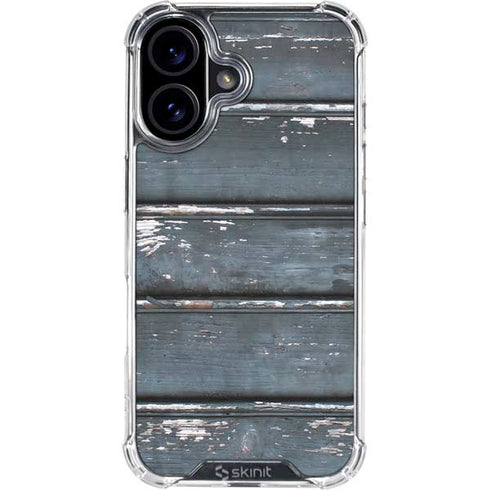 Chipped Blue Wood iPhone 16 Plus Clear Case