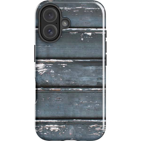Chipped Blue Wood iPhone 16 Plus Impact Case