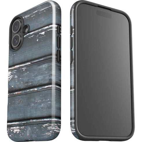 Chipped Blue Wood iPhone 16 Plus Impact Case