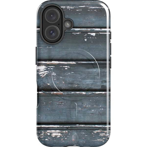 Chipped Blue Wood iPhone 16 Plus Magsafe Impact Case