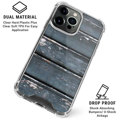 Chipped Blue Wood iPhone 16 Pro Clear Case