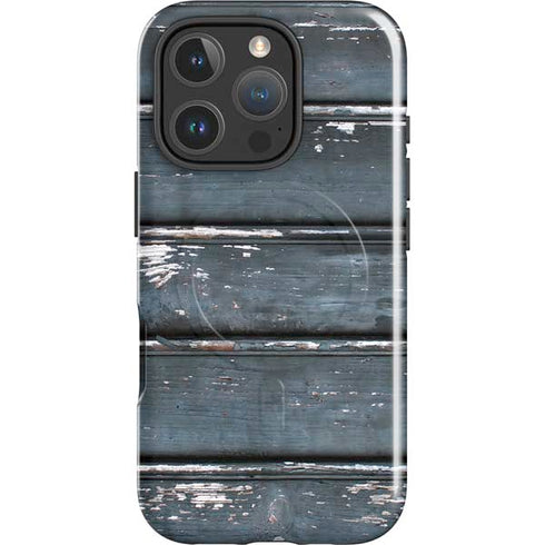 Chipped Blue Wood iPhone 16 Pro Max Magsafe Impact Case