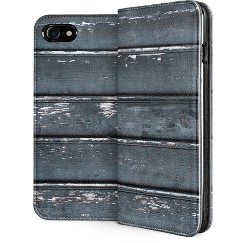 Chipped Blue Wood iPhone SE (2nd & 3rd Gen) Folio Case