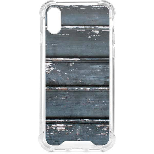 Chipped Blue Wood iPhone XS Clear Case