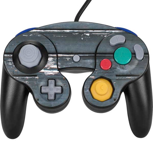 Chipped Blue Wood Nintendo Skins