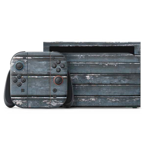 Chipped Blue Wood Nintendo Switch 2 (2025) with Joy-Con Skin