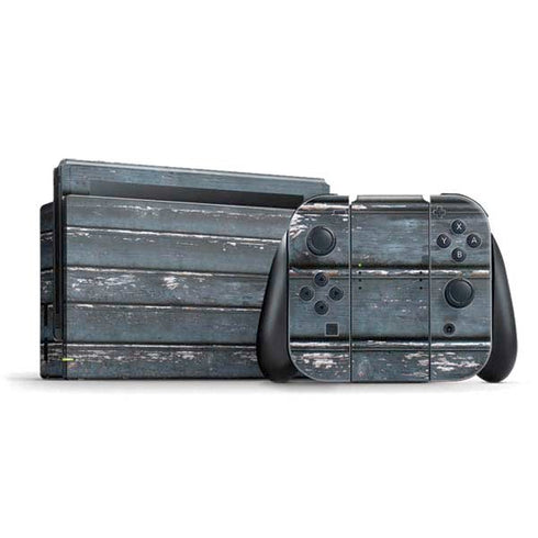 Chipped Blue Wood Nintendo Skins