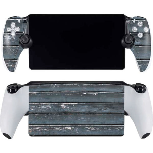 Chipped Blue Wood PlayStation Portal Remote Player Skin