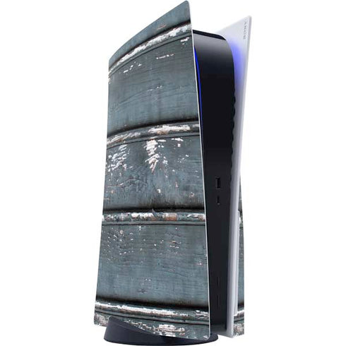 Chipped Blue Wood PlayStation PS5 Skins