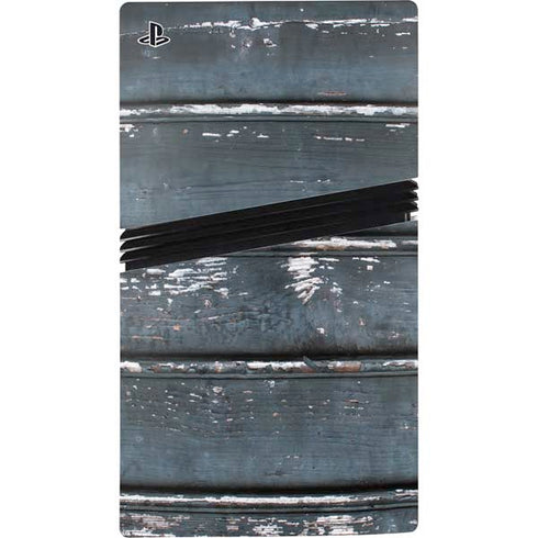 Chipped Blue Wood PS5 Pro Console Skin